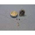 Lot of Cat Jewelry  Fine Pewter Pin Necklace Earrings