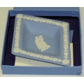 Wedgwood England White on Blue Diamond Tray Harp Plate