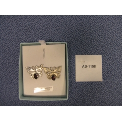 Sterling Silver Butterfly Earrings W/ Genuine Garnet
