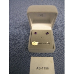 10KT. Gold 4mm Amethyst Stud Earrings New In Box