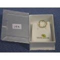 14KT Gold Hoop Earrings W/ Aquamarine New In Box