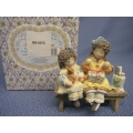 Enesco Down Petticoat Lane Girl Sitting on Bench New
