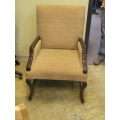 Side Chair Warm Gold Paisley Cherry Legs