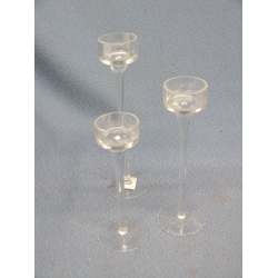 Set of 3 Clear glass Candle Holders