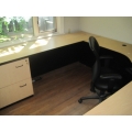 Blond Black C-U Suite / Desk w/Lateral and Ped