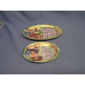 2 Serving Plates Green, Peach, Blue 12 x 8 7.5 x5.5