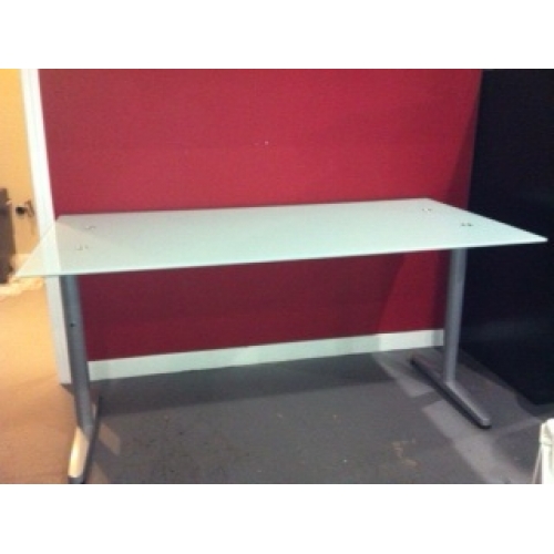 Ikea Galant Frosted Glass Top Desk Brushed Aluminum Allsold Ca