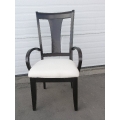 6 Dining room Chairs Dark Walnut and Cream Seats 