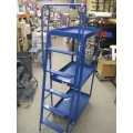 Industrial 5-Step 3-Tier Blue Rolling Product Ladder Cart