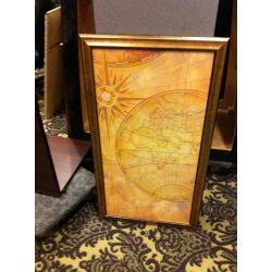 Print of a Map With Compass Antique Gold Frame Picture