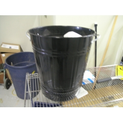 Small Metal Black Garbage Can Silver Handles