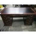 Dark Cherry Double Pedestal Executive Style Desk Inlay 