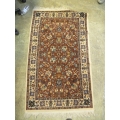 Wool Rug Beige Rust Brown Gray 60 x 35