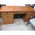 Wooden Double Ped Desk Medium brown 66 x 24 x 30