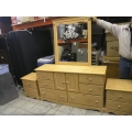 Knotty Pine Bedroom Suite Dresser Stands Headboard