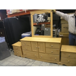 Knotty Pine Bedroom Suite Dresser Stands Headboard