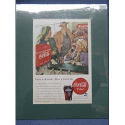 Vintage Coke Poster 1948  'Pause To Refresh...'