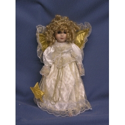 17" Soft Bodied Porcelain Doll Angel White Dress