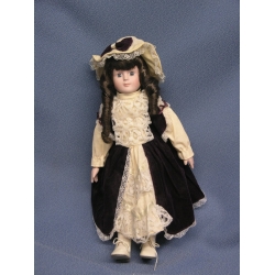 17" Soft Bodied Porcelain Doll Purple Dress