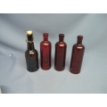 Lot of 4 Vintage Colored Glass Bottles Red Brown