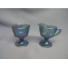 Vintage Blue Glass Cream and Sugar Butter Dish