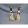 2 Candle Holders Porcelan Irises Pillars