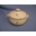 9 in Pottery Pot With Lid Grays Browns Blues
