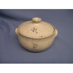 9 in Pottery Pot With Lid Grays Browns Blues
