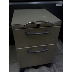 2 Drawer Grey File Pedestal with Wheels & Key