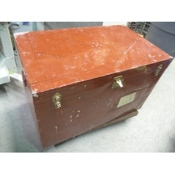 Vintage Steamer Trunk Orange Metal 26 x 24 x 40