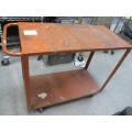 2 Shelf Metal Orange Product Cart with Handle