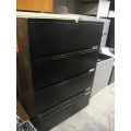 Black 4 Drawer Flip Front Lateral File Cabinet Locking