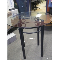 Glass Top Bistro Table Black Alum Base Counter Tall