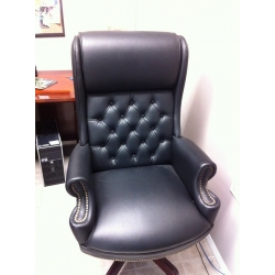 Executive Wing Back Button Tufted Leather Office Chair Executive Wing Back Button Tufted Leather Office Chair