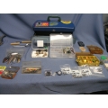 Metal Fishing Tackle Box w Gear Hooks Weights Sinkers