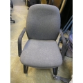 Grey Tweed Sleigh Side Chair with Arms