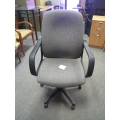 Grey Tweed Office Chair Black Arms Adjustable