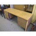 Small Double Ped Desk 60x19x29 Light Oak Veeneer