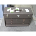 Brown Steel Tool Box w Assorted Tools