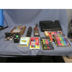 Lot of Assorted Office Supplies Sharpie Stapler Clip Board
