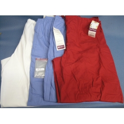 Lot of 4 Unisex drawstring Scrubs Pants Cherry Blue White - L