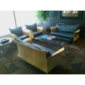 Modern Black Leather Reception Sofa & Chair