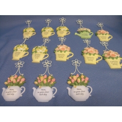 Lot of 13 Sheer Inspiration Russ Berrie Flower Pot Hanging Decor