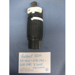 Hubbell 50A 3P 4W 250 VDC-600 VAC 3764C Female Plug Turn & Pull