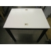 White Corian Table with Laptop Locks Desk Worktable w Black Legs