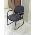 Black Cloth Side Guest Chair Padded Arms Steel Frame