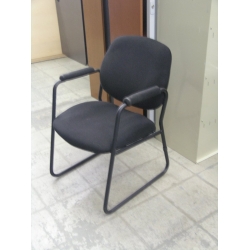 Black Cloth Side Guest Chair Padded Arms Steel Frame