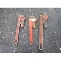 Lot of 3 Pipe Wrenches Ridgid Mastercraft Alltrade