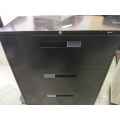 Global Black 3 Drawer Lateral Filing File Cabinet 36x18x40.5