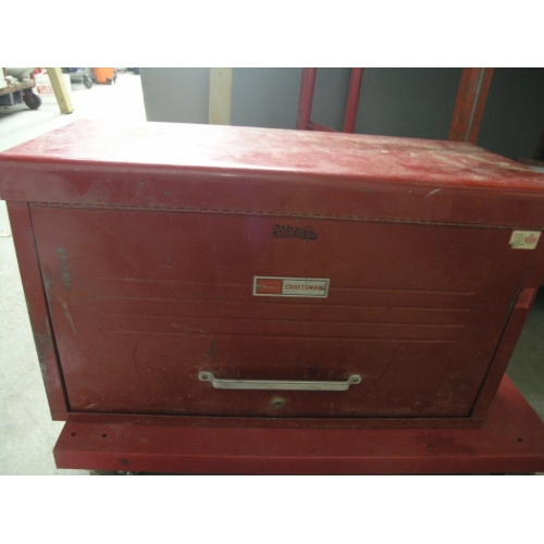 Red Sears Craftsman Flip Front 9 Drawer Toolbox W Assorted Tools